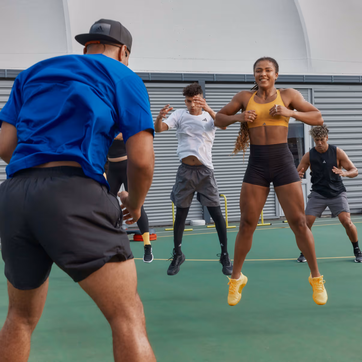 coach cheering people